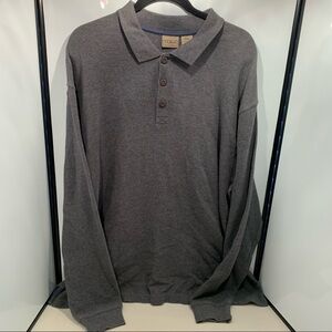 L.L. Bean Men's Long Sleeve Gray Cotton Polo Shirt Size XL-Reg Collared